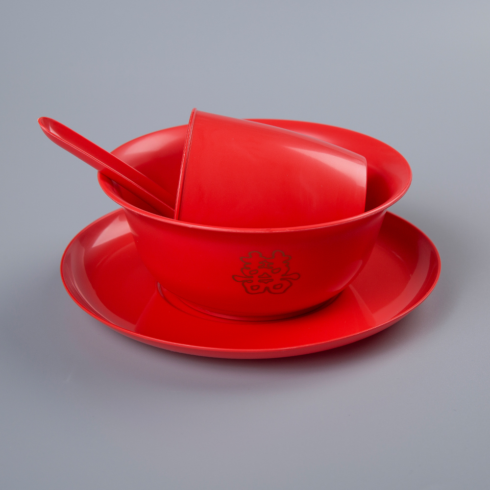 Plastic Red Four-Piece Dinner Set