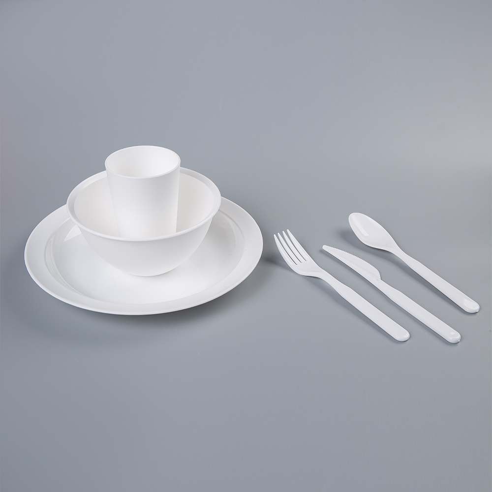 Plastic White Four-Piece Dinner Set