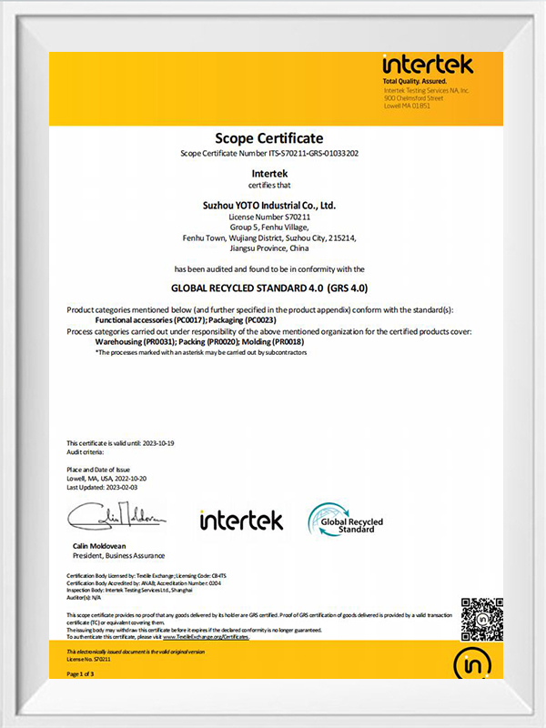 Scope certificate